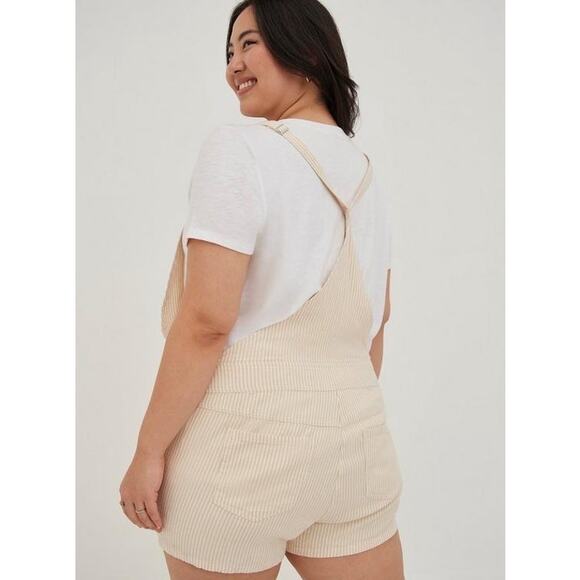 NWT Torrid Sunshine Yellow Stripe Stretch Linen Blend Shortall Overall Romper 4X - Picture 7 of 12